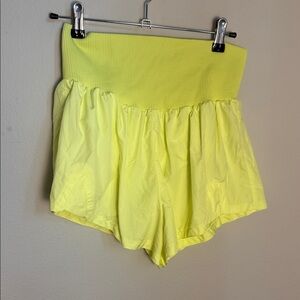 Free people movement Lemon Yellow Women's High-Waisted Shorts size medium